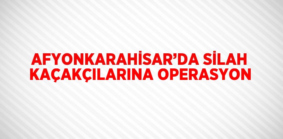 AFYONKARAHİSAR’DA SİLAH KAÇAKÇILARINA OPERASYON