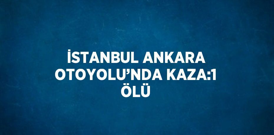 İSTANBUL ANKARA OTOYOLU’NDA KAZA:1 ÖLÜ