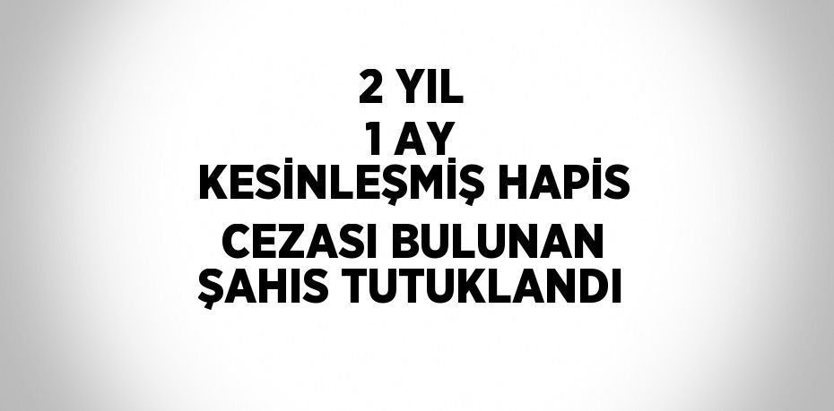 2 YIL 1 AY KESİNLEŞMİŞ HAPİS CEZASI BULUNAN ŞAHIS TUTUKLANDI