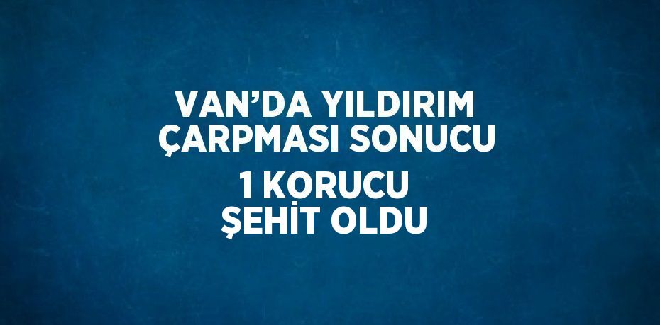 VAN’DA YILDIRIM ÇARPMASI SONUCU 1 KORUCU ŞEHİT OLDU