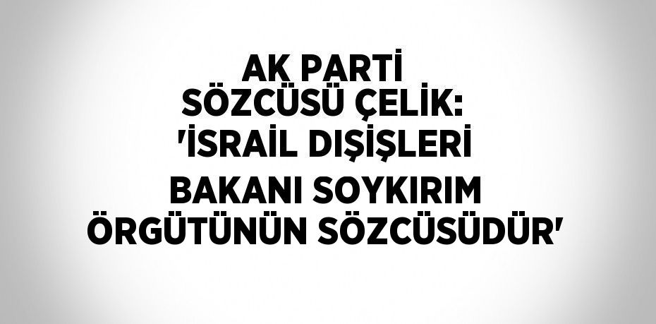 AK PARTİ SÖZCÜSÜ ÇELİK: 'İSRAİL DIŞİŞLERİ BAKANI SOYKIRIM ÖRGÜTÜNÜN SÖZCÜSÜDÜR'