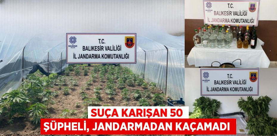 SUÇA KARIŞAN 50 ŞÜPHELİ, JANDARMADAN KAÇAMADI