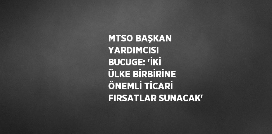 MTSO BAŞKAN YARDIMCISI  BUCUGE: 'İKİ ÜLKE BİRBİRİNE ÖNEMLİ TİCARİ FIRSATLAR SUNACAK'