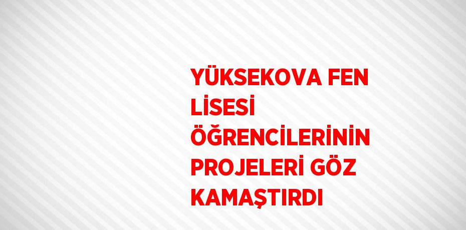 YÜKSEKOVA FEN LİSESİ ÖĞRENCİLERİNİN PROJELERİ GÖZ KAMAŞTIRDI