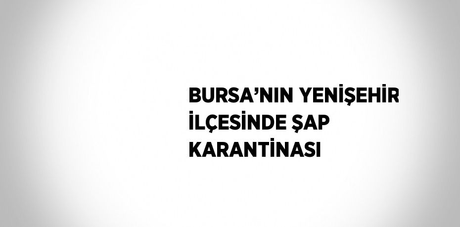 BURSA’NIN YENİŞEHİR İLÇESİNDE ŞAP KARANTİNASI