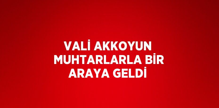 VALİ AKKOYUN MUHTARLARLA BİR ARAYA GELDİ