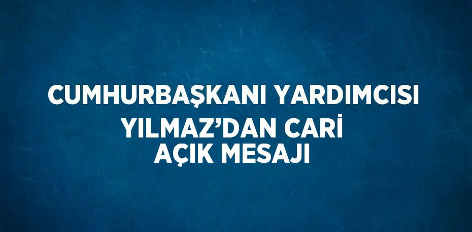 CUMHURBAŞKANI YARDIMCISI YILMAZ’DAN CARİ AÇIK MESAJI