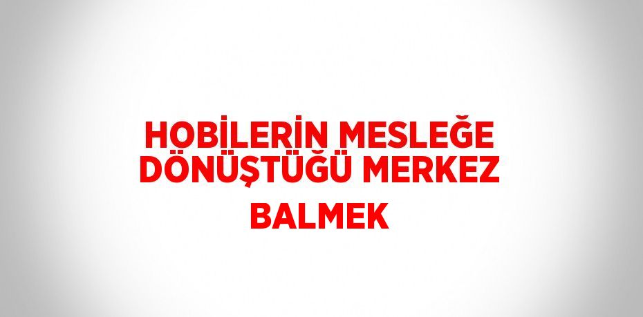 HOBİLERİN MESLEĞE DÖNÜŞTÜĞÜ MERKEZ BALMEK