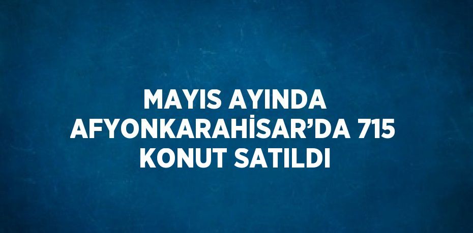 MAYIS AYINDA AFYONKARAHİSAR’DA 715 KONUT SATILDI