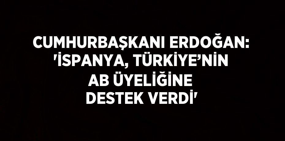 CUMHURBAŞKANI ERDOĞAN: 'İSPANYA, TÜRKİYE’NİN AB ÜYELİĞİNE DESTEK VERDİ'