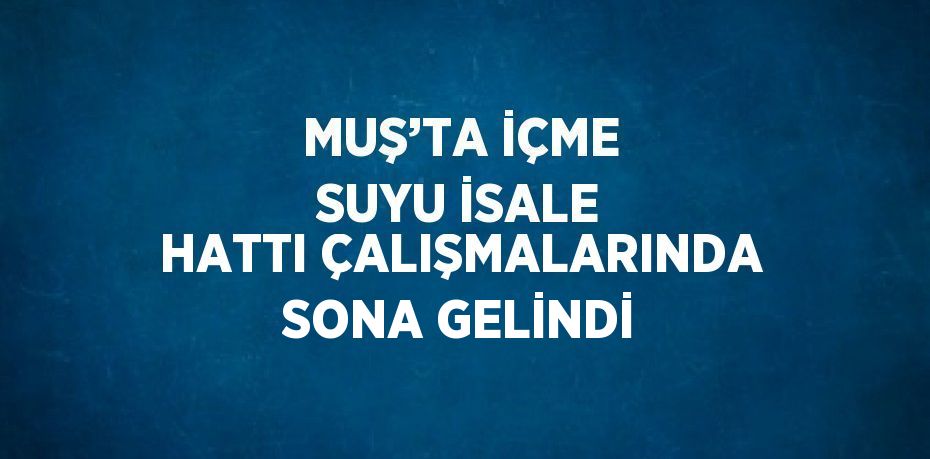 MUŞ’TA İÇME SUYU İSALE HATTI ÇALIŞMALARINDA SONA GELİNDİ