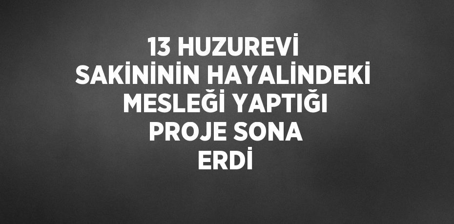 13 HUZUREVİ SAKİNİNİN HAYALİNDEKİ MESLEĞİ YAPTIĞI PROJE SONA ERDİ