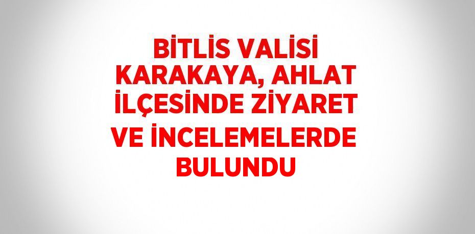 BİTLİS VALİSİ KARAKAYA, AHLAT İLÇESİNDE ZİYARET VE İNCELEMELERDE BULUNDU