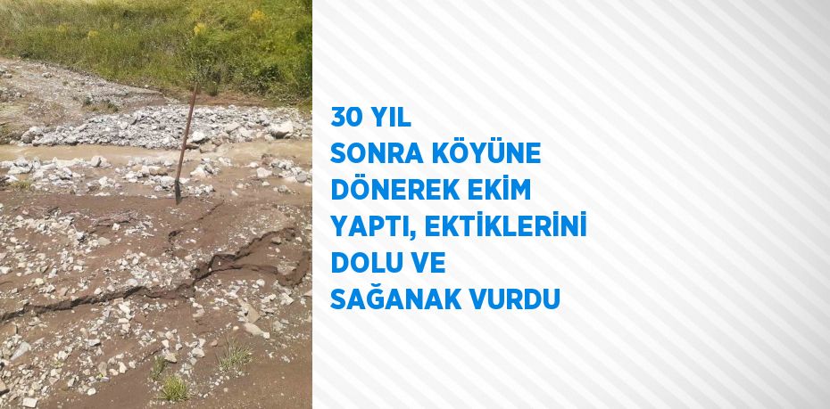 30 YIL SONRA KÖYÜNE DÖNEREK EKİM YAPTI, EKTİKLERİNİ DOLU VE SAĞANAK VURDU