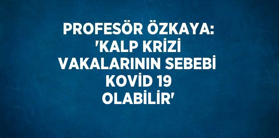 PROFESÖR ÖZKAYA: 'KALP KRİZİ VAKALARININ SEBEBİ KOVİD 19 OLABİLİR'