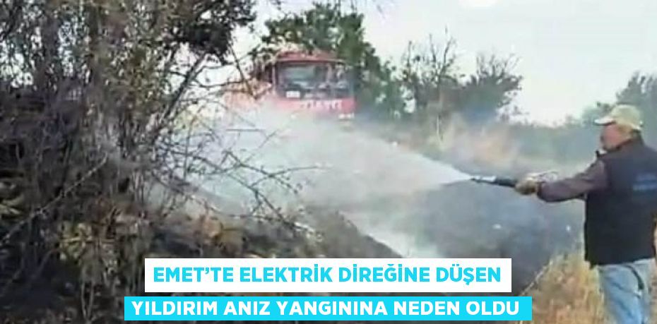 EMET’TE ELEKTRİK DİREĞİNE DÜŞEN YILDIRIM ANIZ YANGININA NEDEN OLDU