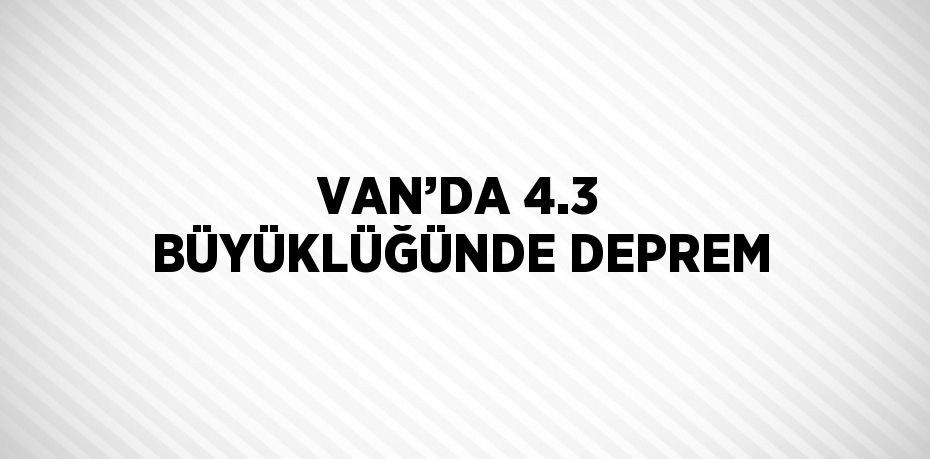 VAN’DA 4.3 BÜYÜKLÜĞÜNDE DEPREM