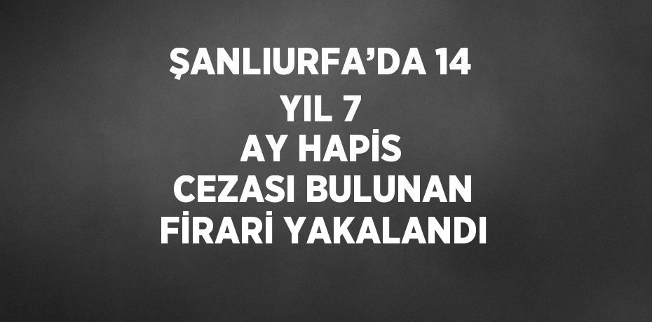 ŞANLIURFA’DA 14 YIL 7 AY HAPİS CEZASI BULUNAN FİRARİ YAKALANDI