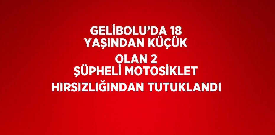 GELİBOLU’DA 18 YAŞINDAN KÜÇÜK OLAN 2 ŞÜPHELİ MOTOSİKLET HIRSIZLIĞINDAN TUTUKLANDI