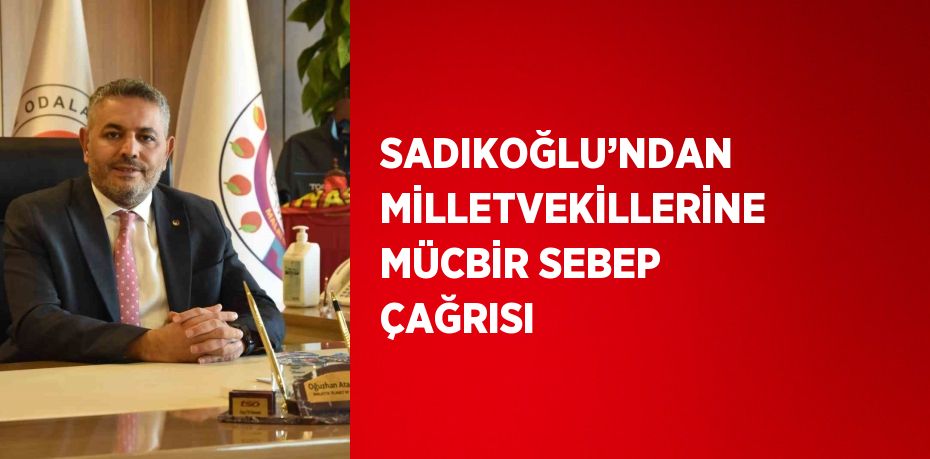 SADIKOĞLU’NDAN MİLLETVEKİLLERİNE MÜCBİR SEBEP ÇAĞRISI