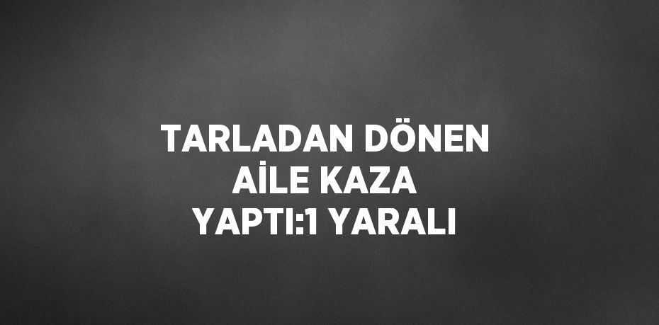 TARLADAN DÖNEN AİLE KAZA YAPTI:1 YARALI