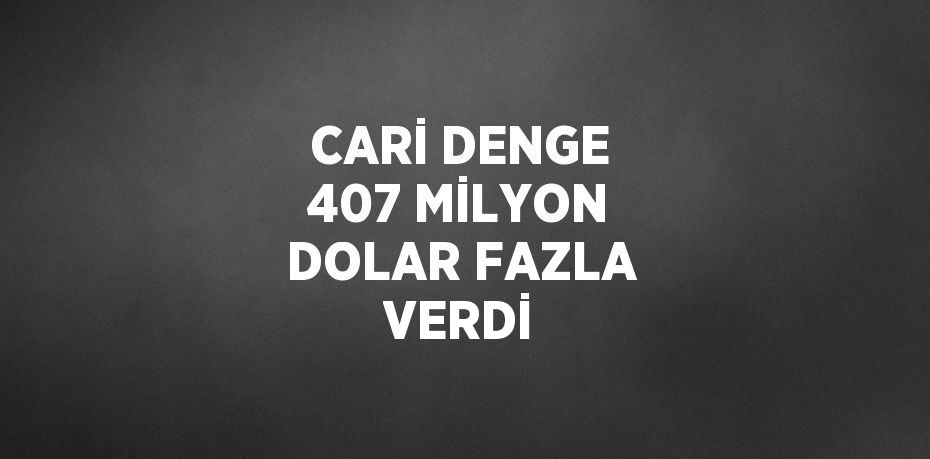 CARİ DENGE 407 MİLYON DOLAR FAZLA VERDİ