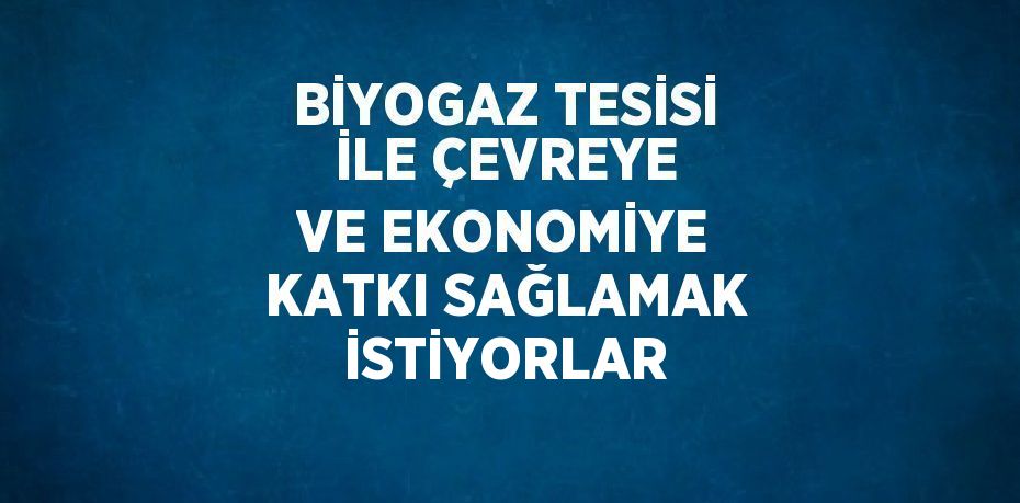 BİYOGAZ TESİSİ İLE ÇEVREYE VE EKONOMİYE KATKI SAĞLAMAK İSTİYORLAR