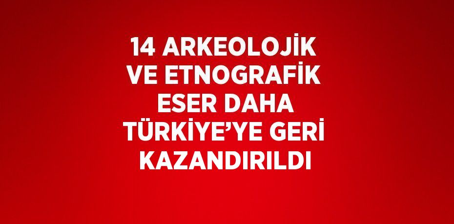 14 ARKEOLOJİK VE ETNOGRAFİK ESER DAHA TÜRKİYE’YE GERİ KAZANDIRILDI