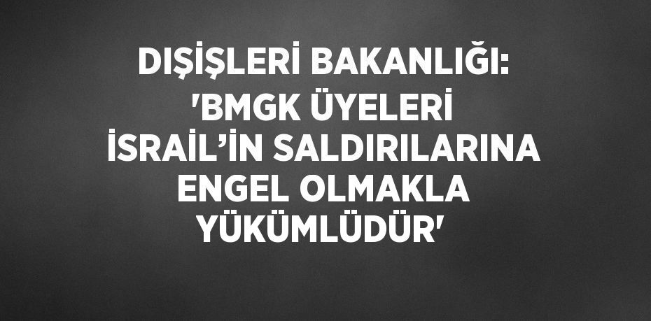 DIŞİŞLERİ BAKANLIĞI: 'BMGK ÜYELERİ İSRAİL’İN SALDIRILARINA ENGEL OLMAKLA YÜKÜMLÜDÜR'