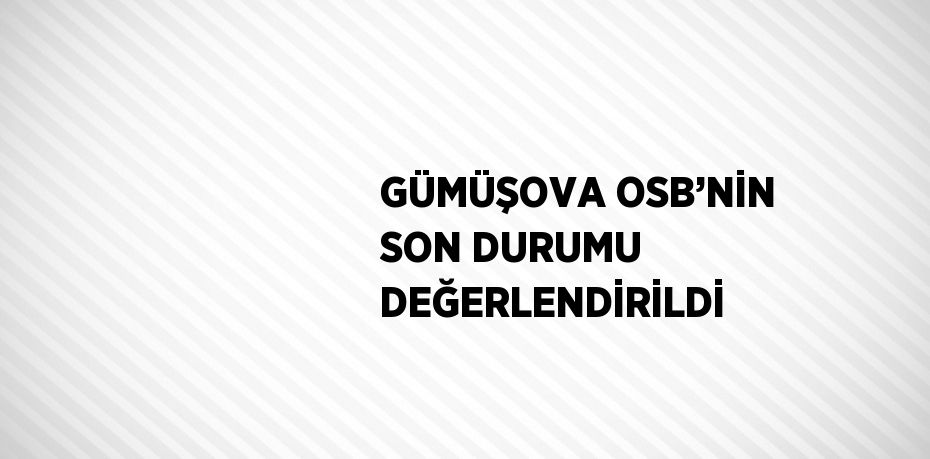 GÜMÜŞOVA OSB’NİN SON DURUMU DEĞERLENDİRİLDİ