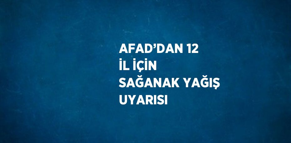 AFAD’DAN 12 İL İÇİN SAĞANAK YAĞIŞ UYARISI