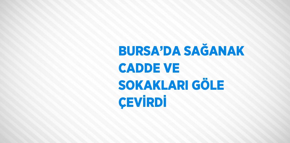 BURSA’DA SAĞANAK CADDE VE SOKAKLARI GÖLE ÇEVİRDİ