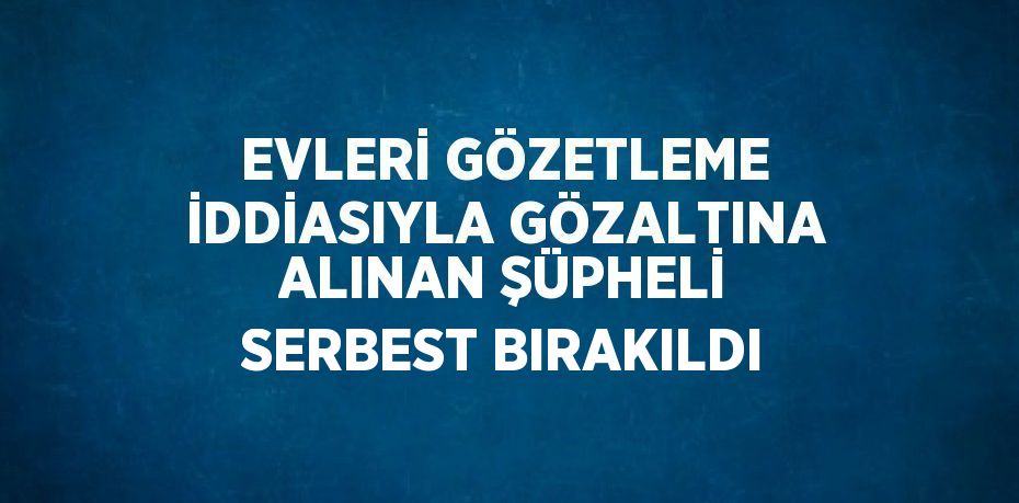 EVLERİ GÖZETLEME İDDİASIYLA GÖZALTINA ALINAN ŞÜPHELİ SERBEST BIRAKILDI