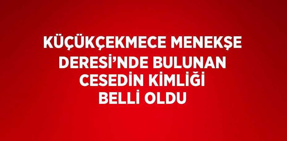 KÜÇÜKÇEKMECE MENEKŞE DERESİ’NDE BULUNAN CESEDİN KİMLİĞİ BELLİ OLDU