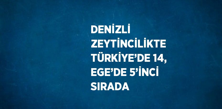 DENİZLİ ZEYTİNCİLİKTE TÜRKİYE’DE 14, EGE’DE 5’İNCİ SIRADA