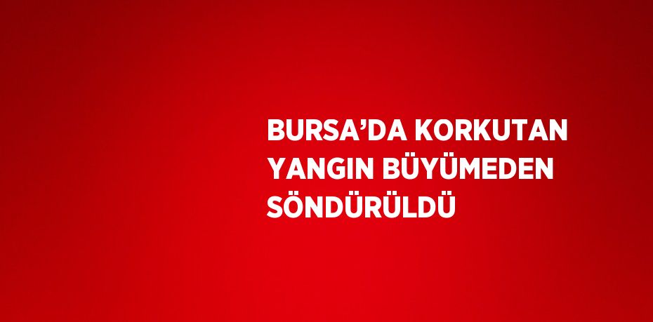 BURSA’DA KORKUTAN YANGIN BÜYÜMEDEN SÖNDÜRÜLDÜ