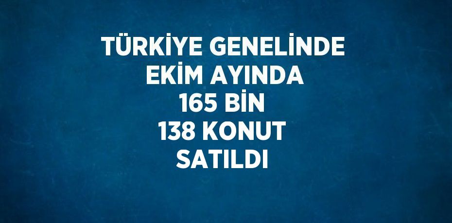 TÜRKİYE GENELİNDE EKİM AYINDA 165 BİN 138 KONUT SATILDI