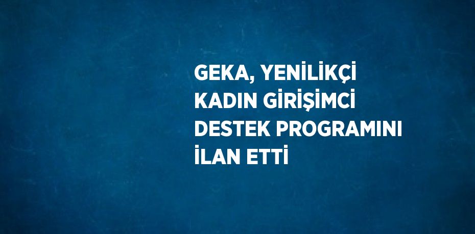 GEKA, YENİLİKÇİ KADIN GİRİŞİMCİ DESTEK PROGRAMINI İLAN ETTİ