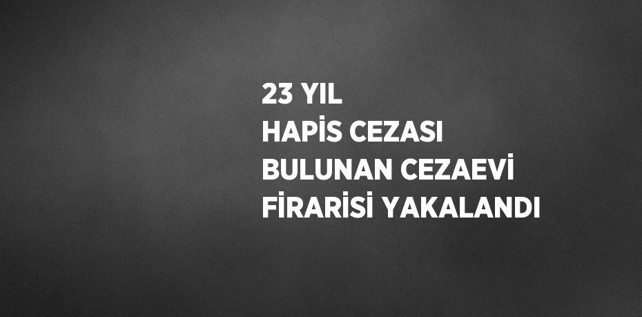 23 YIL HAPİS CEZASI BULUNAN CEZAEVİ FİRARİSİ YAKALANDI