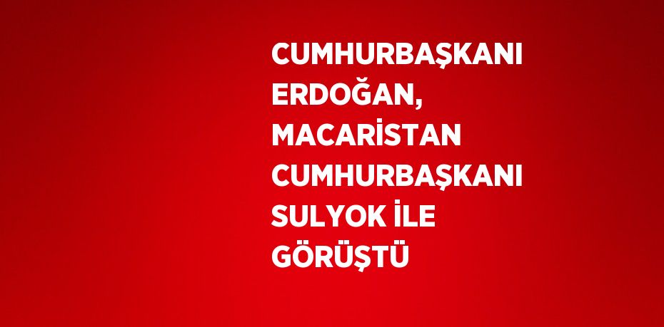 CUMHURBAŞKANI ERDOĞAN, MACARİSTAN CUMHURBAŞKANI SULYOK İLE GÖRÜŞTÜ