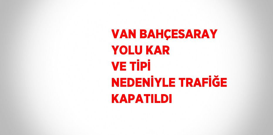 VAN BAHÇESARAY YOLU KAR VE TİPİ NEDENİYLE TRAFİĞE KAPATILDI