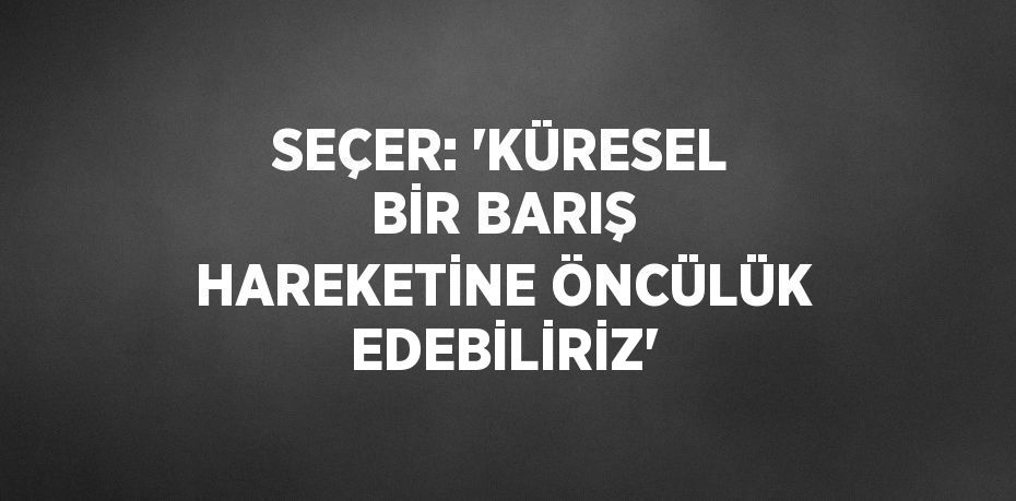 SEÇER: 'KÜRESEL BİR BARIŞ HAREKETİNE ÖNCÜLÜK EDEBİLİRİZ'