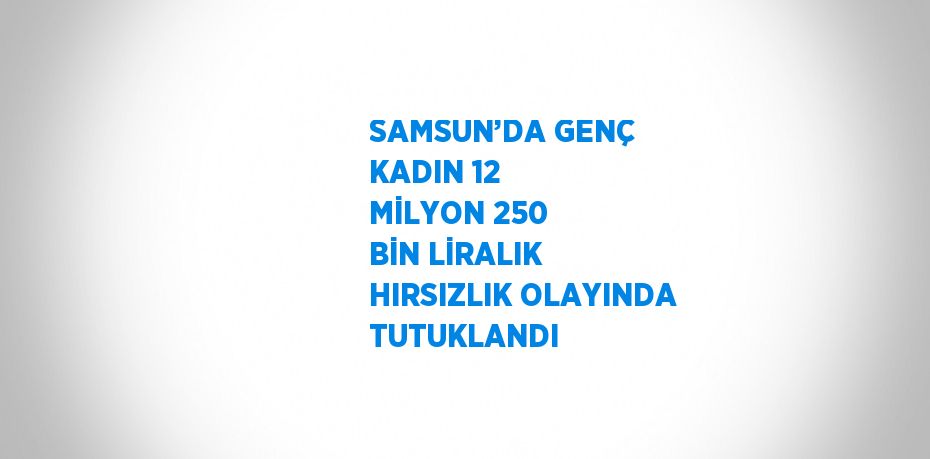 SAMSUN’DA GENÇ KADIN 12 MİLYON 250 BİN LİRALIK HIRSIZLIK OLAYINDA TUTUKLANDI