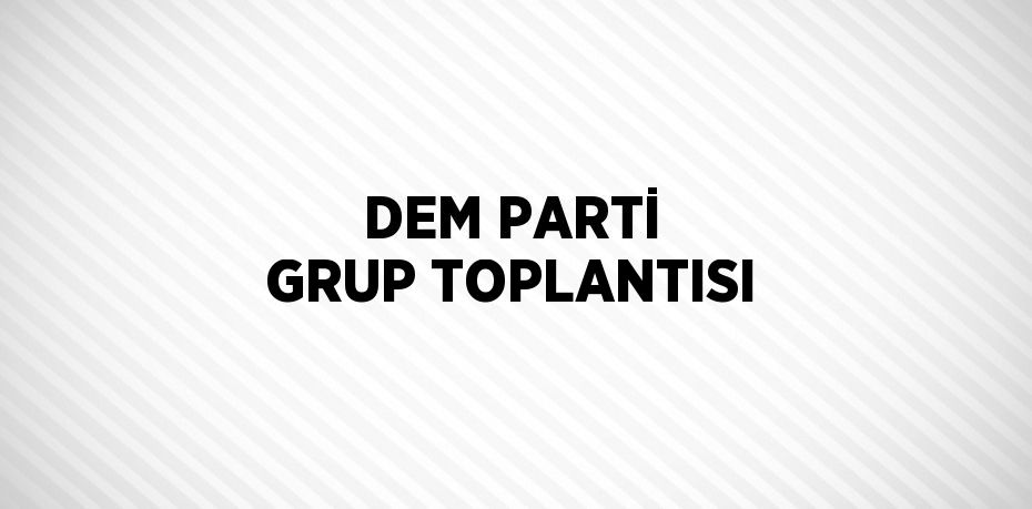 DEM PARTİ GRUP TOPLANTISI