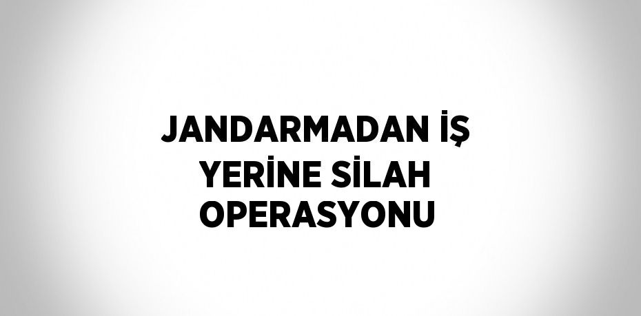 JANDARMADAN İŞ YERİNE SİLAH OPERASYONU