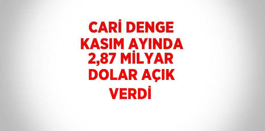 CARİ DENGE KASIM AYINDA 2,87 MİLYAR DOLAR AÇIK VERDİ