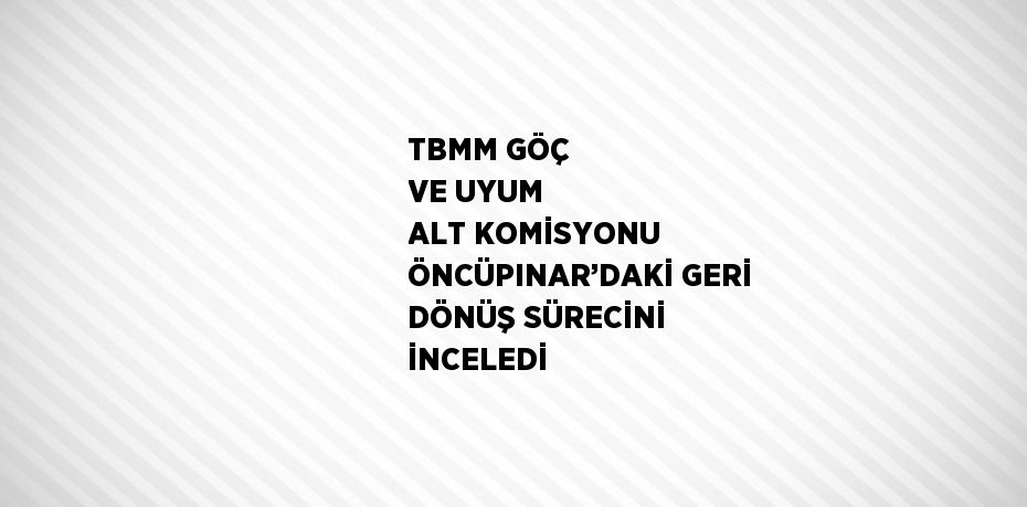 TBMM GÖÇ VE UYUM ALT KOMİSYONU ÖNCÜPINAR’DAKİ GERİ DÖNÜŞ SÜRECİNİ İNCELEDİ