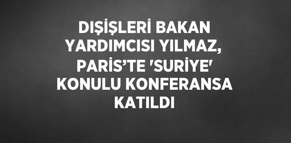 DIŞİŞLERİ BAKAN YARDIMCISI YILMAZ, PARİS’TE 'SURİYE' KONULU KONFERANSA KATILDI