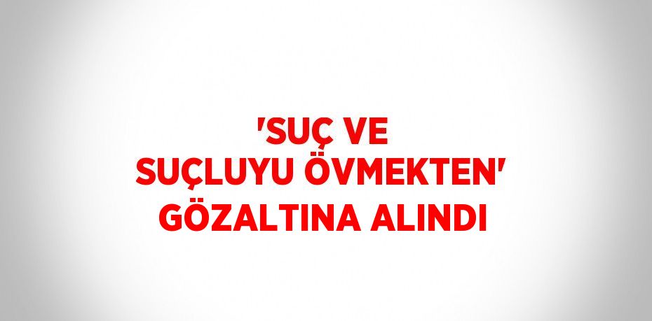 'SUÇ VE SUÇLUYU ÖVMEKTEN' GÖZALTINA ALINDI
