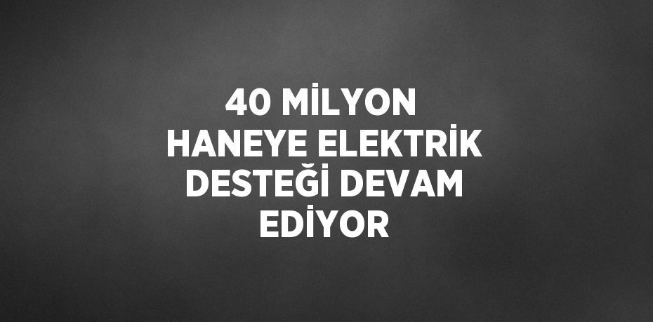 40 MİLYON HANEYE ELEKTRİK DESTEĞİ DEVAM EDİYOR